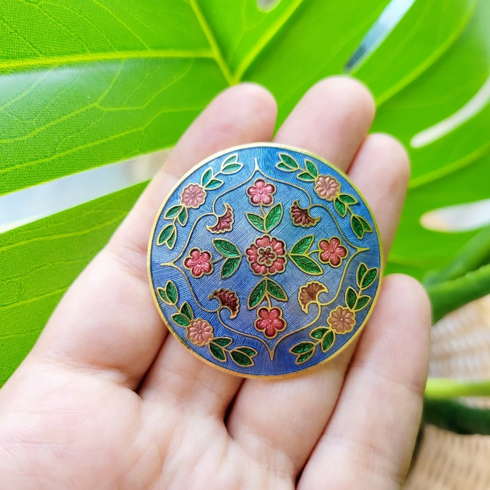Vintage Floral Enamel Brooch Pin